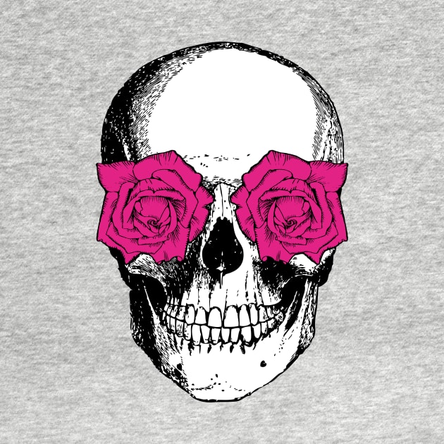 Skull and Roses | Skull and Flowers | Skulls and Skeletons | Vintage Skulls | Pink Roses | by Eclectic At Heart